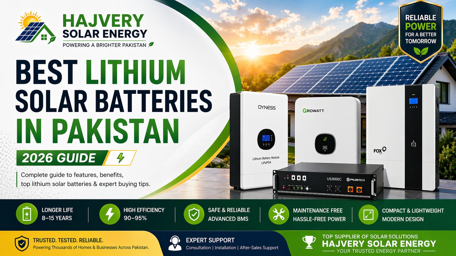 Best Lithium Solar Batteries in Pakistan 2026 | Hajvery Solar Guide