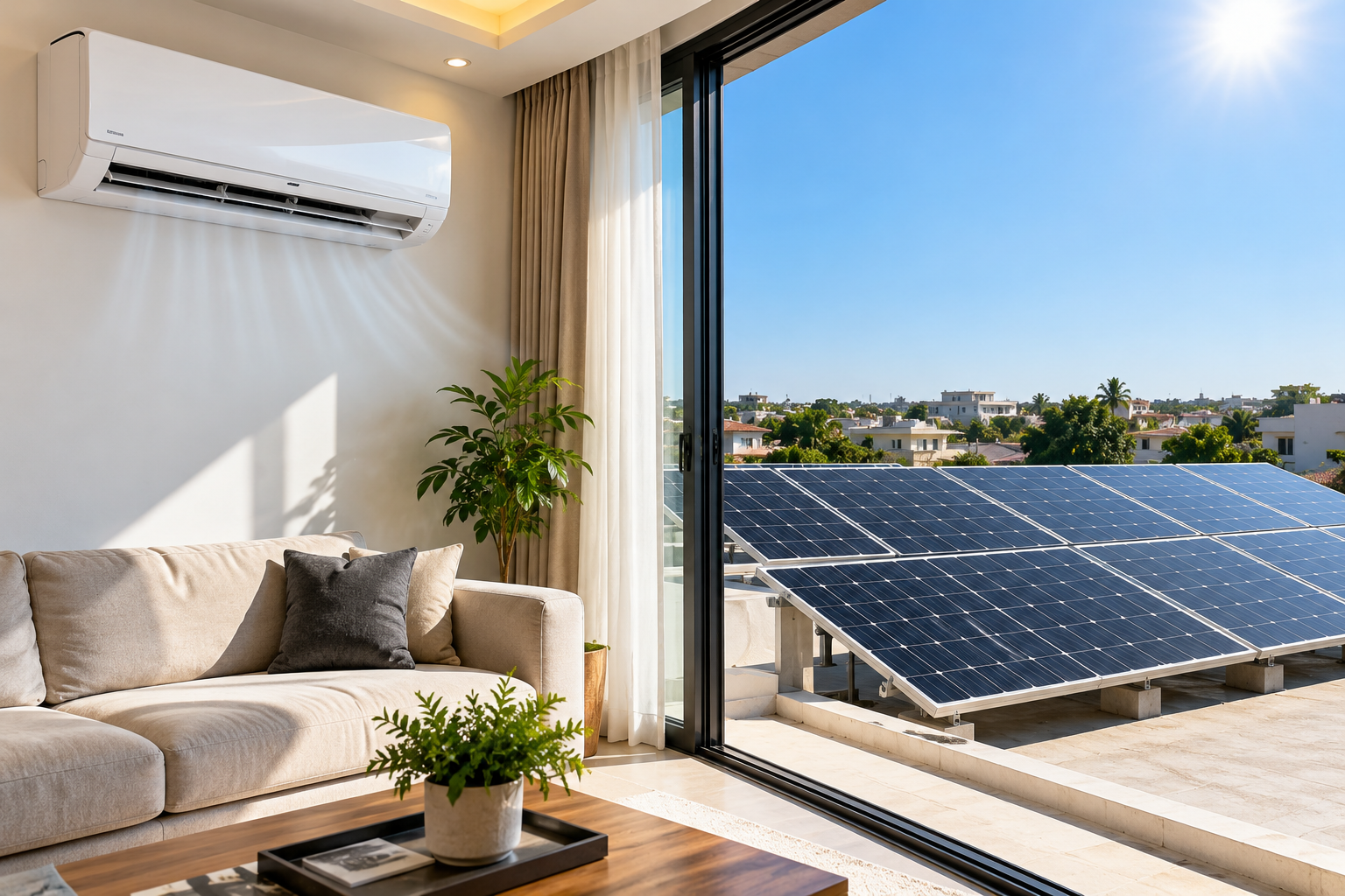 AC running on solar power with rooftop solar panels in Pakistan