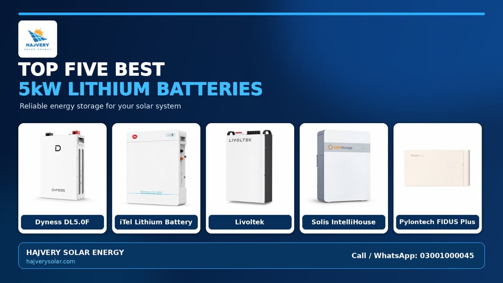 Top five best 5kW lithium batteries in Pakistan – Dyness, iTel, Livoltek, Solis and Pylontech