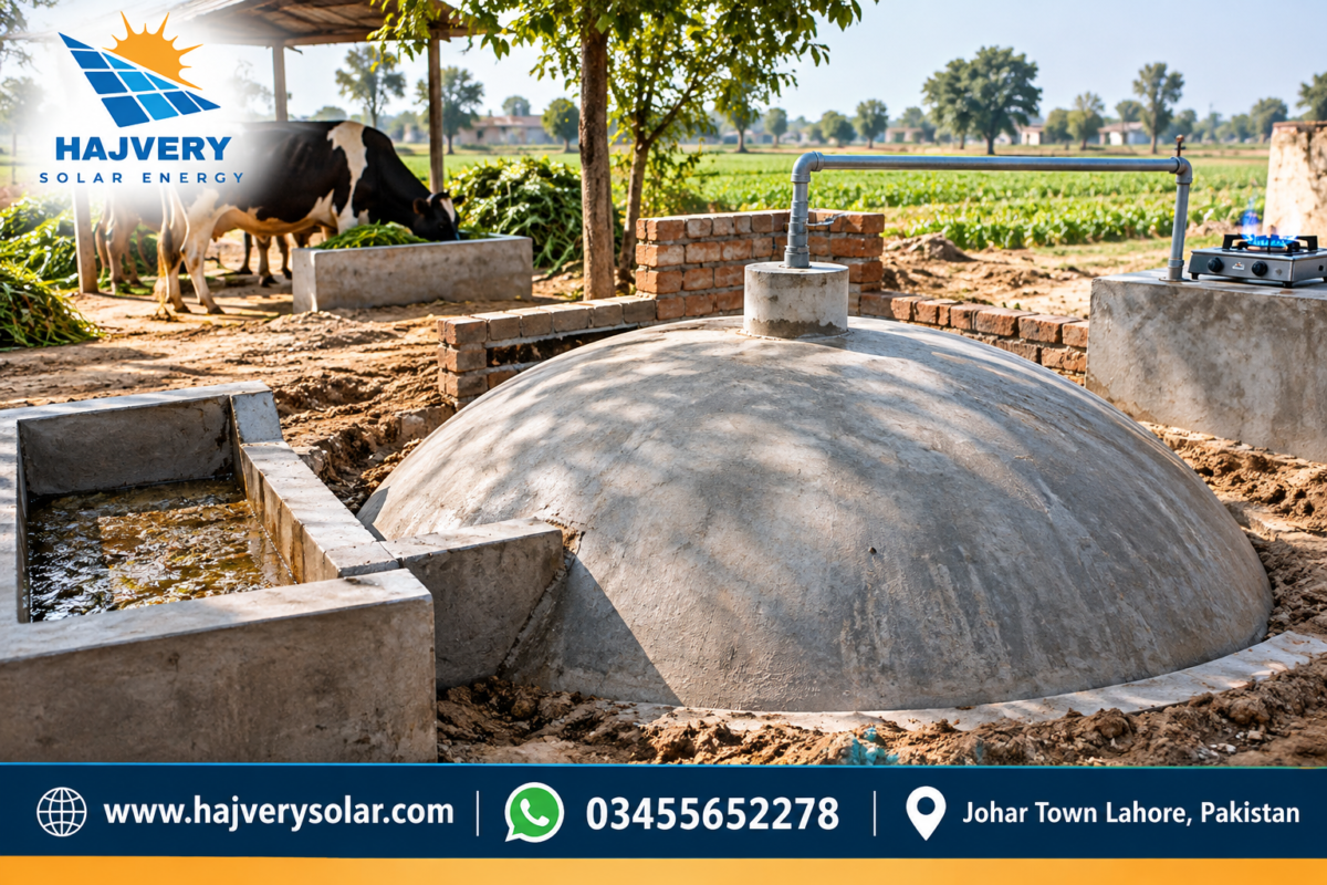 Biogas plant in Pakistan producing renewable energy from animal waste