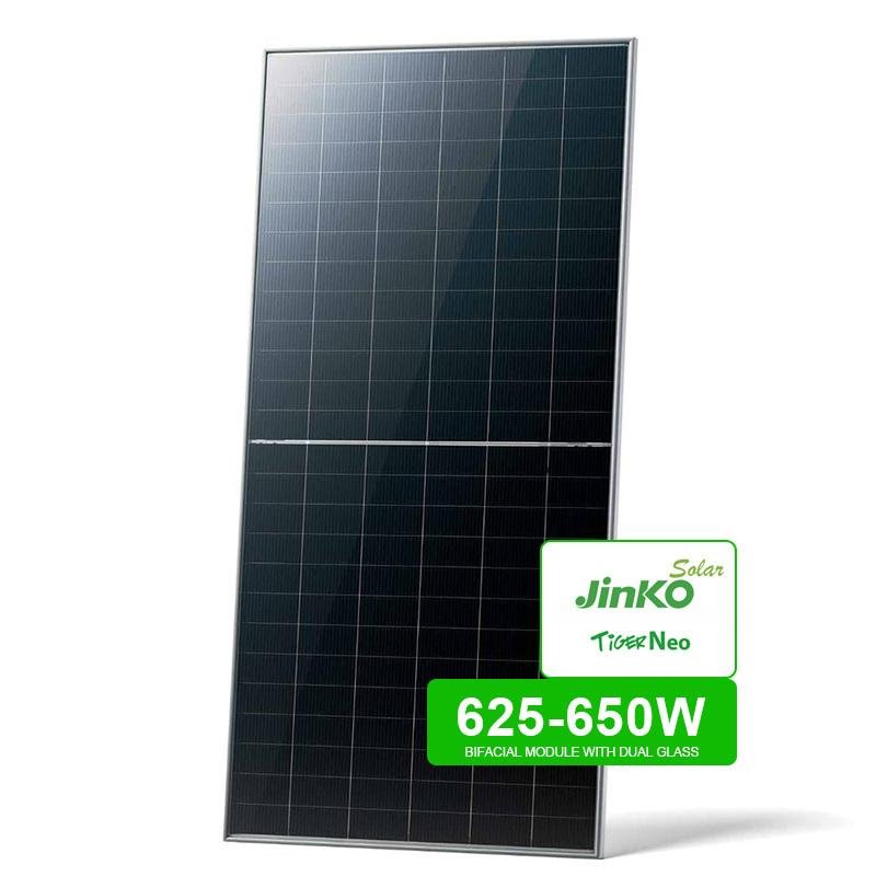 Jinko Tiger Neo solar panel with a 625–650W label